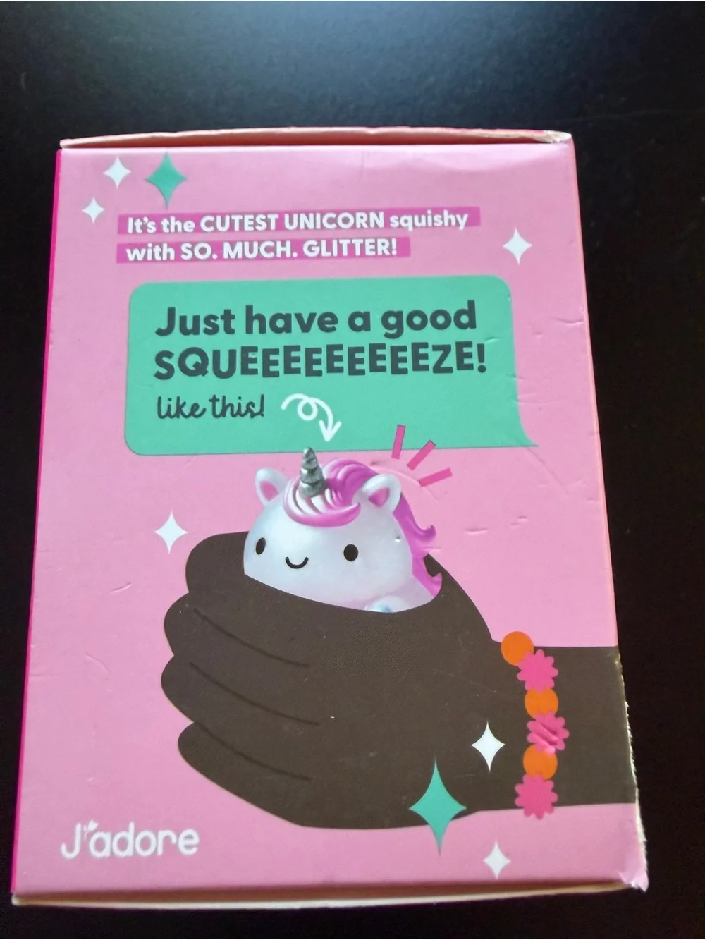 New J'adore Pink Cloud Unicorn Squish Squeeze Glitter Sensory Toy 3+ Squishy